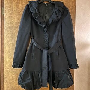 Bebe Satin Ruching Details Trim Trench Coat, Size M